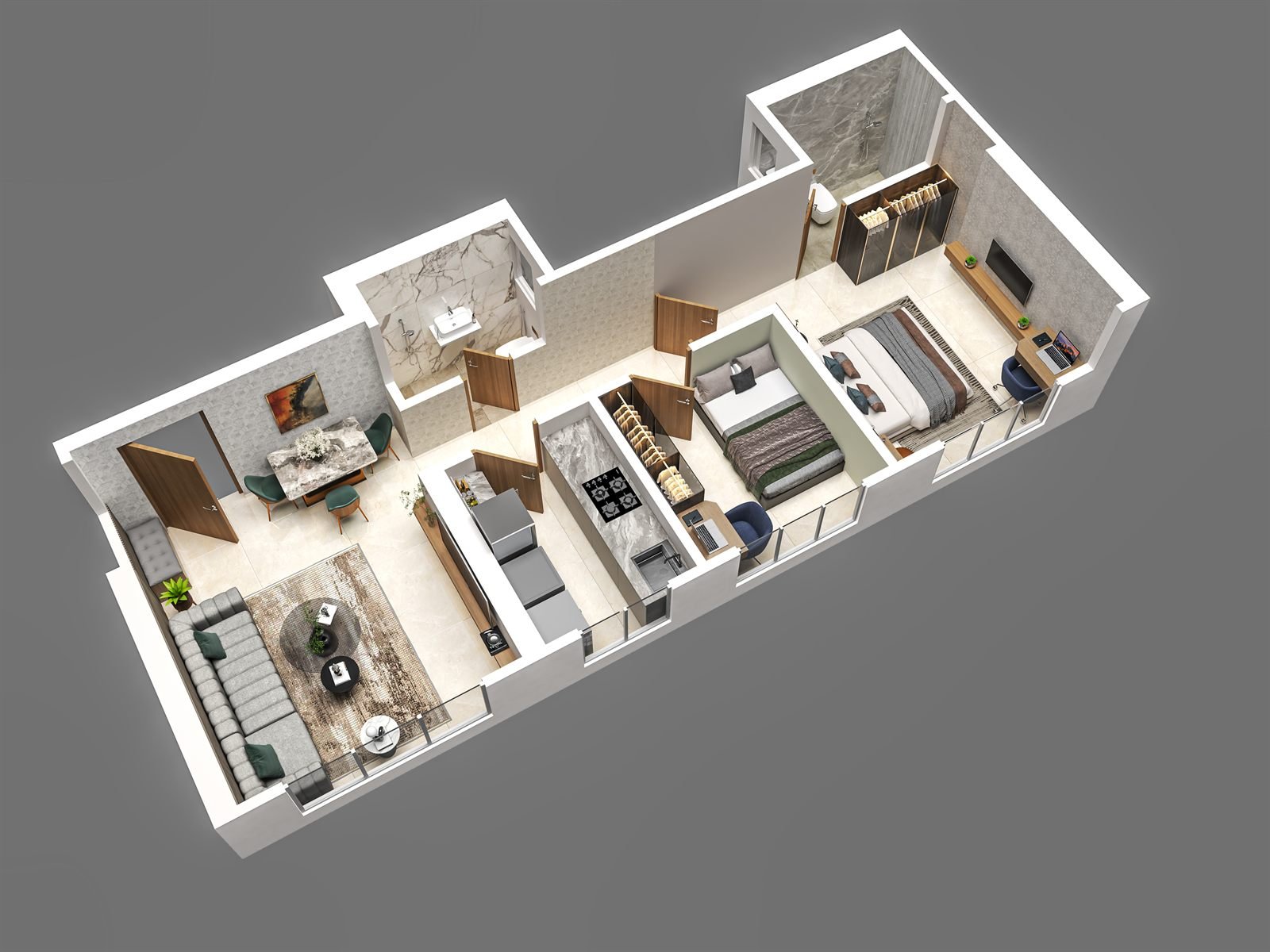 2 BHK Smart Unit Plan